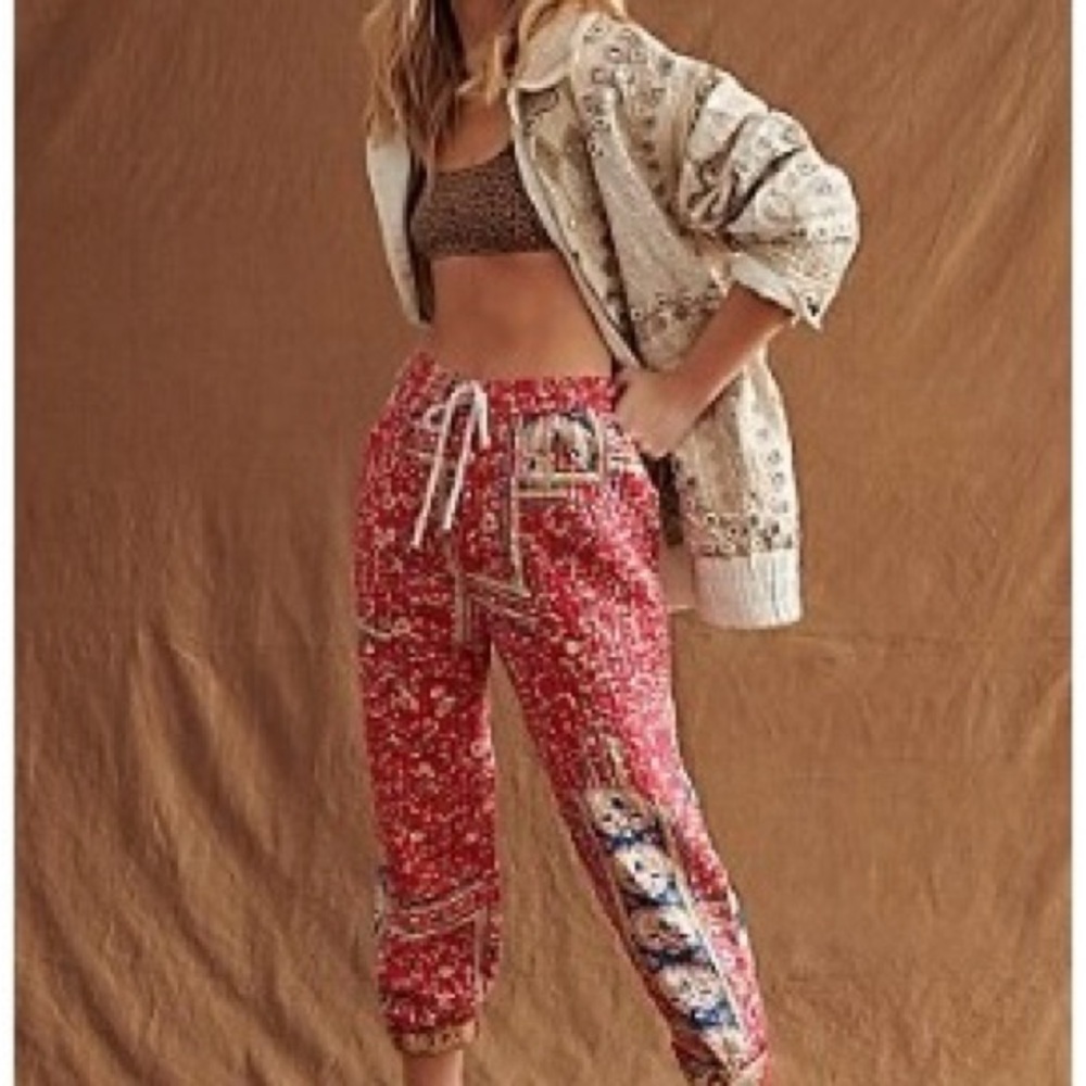 Bohemian Red Patterned Pants - image 1